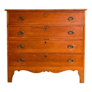 Antique Early 1800s Neoclassical New England Pine and Tiger Maple Chest For Sale