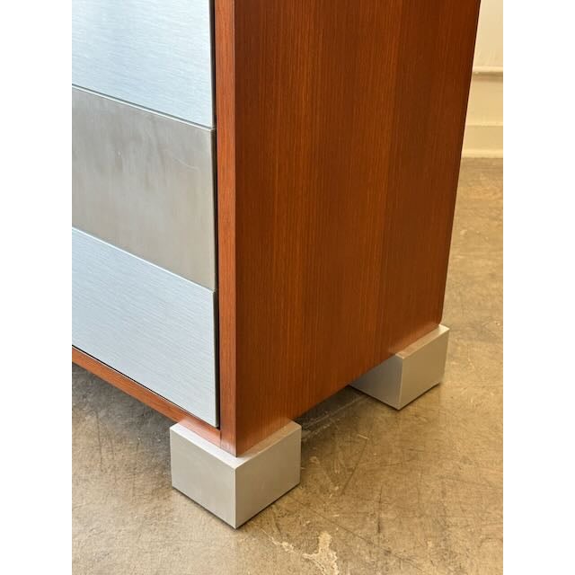 1980s Post Modern Mahogany & Aluminum 6 Drawer Dresser For Sale - Image 13 of 17