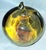 Cloudlike hologram filled amber glass apple paper weight signed Gilbert, c. 1970s.