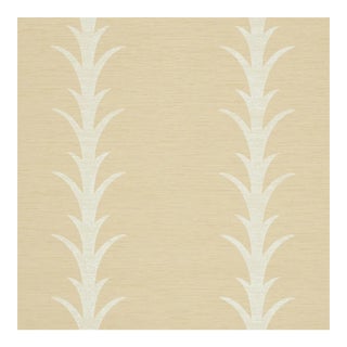 Schumacher X Celerie Kemble Acanthus Stripe Vinyl Wallpaper in Natural For Sale