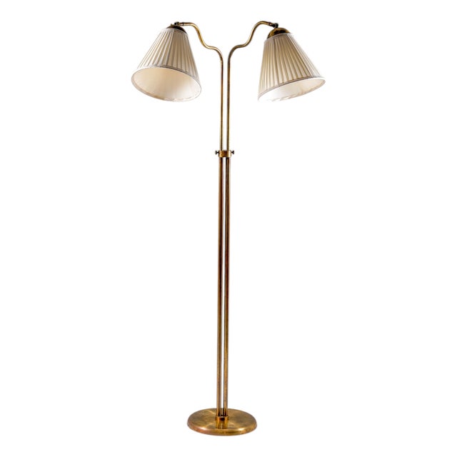 Swedish Modern Brass Floor Lamp, 1940s For Sale