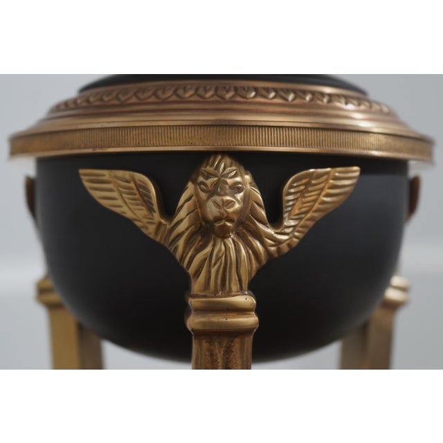 1970s 1970s Chapman Empire Style Brass Table Lamp W/Shade For Sale - Image 5 of 11