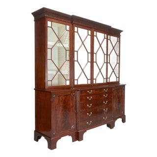 18th Century George III Mahogany Breakfront Bookcase For Sale
