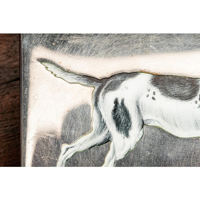 1910s Hand-Painted Enamel Hound Hunting Pointer Dog Antique Continental Silver Snuff Box For Sale - Image 9 of 17