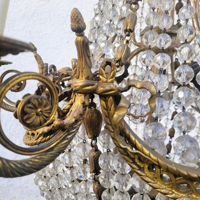 Metal Bronze and Crystal Hot Air Balloon Chandelier, 2000 For Sale - Image 7 of 15
