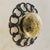 Mid-Century Modern Italian Verdigris Iron + Amber Glass Sconce or Flush Mount, 1970s - 3 Available For Sale - Image 3 of 8