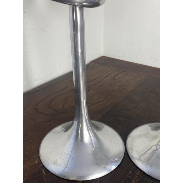 Large Knot-Shaped Aluminum Candlesticks, Italy, 1970, Set of 2 For Sale - Image 12 of 17