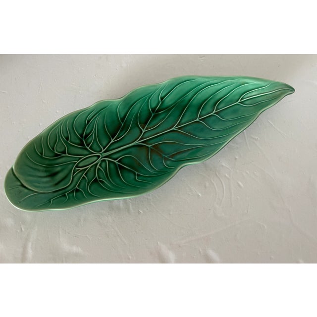 Wedgwood Majolica Green Leaf Dish Stamped For Sale - Image 10 of 10