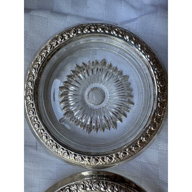 Set of 8 Sterling Silver Rimmed Glass Coasters For Sale In Lexington, KY - Image 6 of 11