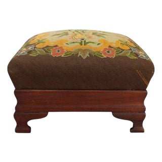 American Empire Mahogany & Needlepoint Ottoman C1860 For Sale