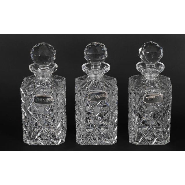 Antique Betjemanns Coromandel 3 Crystal Decanter Tantalus Silver Hallmarks, 1907 For Sale - Image 6 of 18