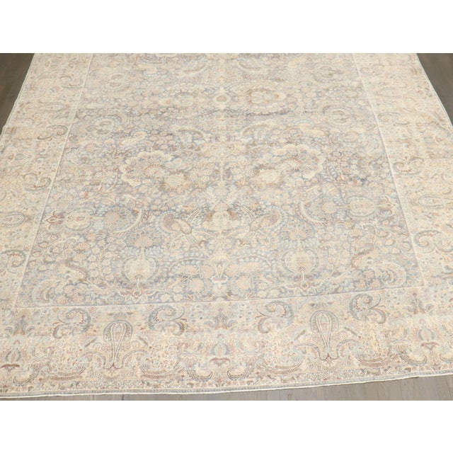 Floral Antique Washed Persian Kerman rug no. j5328 For Sale - Image 9 of 11