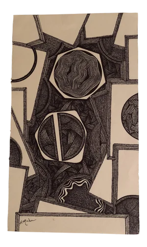 Original Ink Abstract Drawing by Outsider Mitch Michener