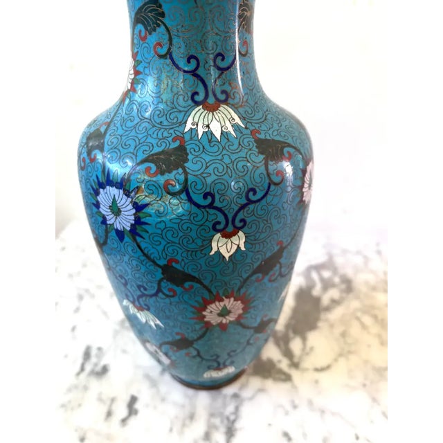 Late 19th Century Chinese CloisonnÃ© Enamel Vase With Floral Design For Sale - Image 4 of 6
