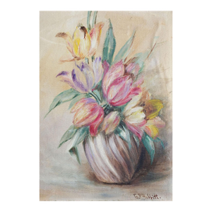 Early 20th Century Still Life With Tulips Painting
