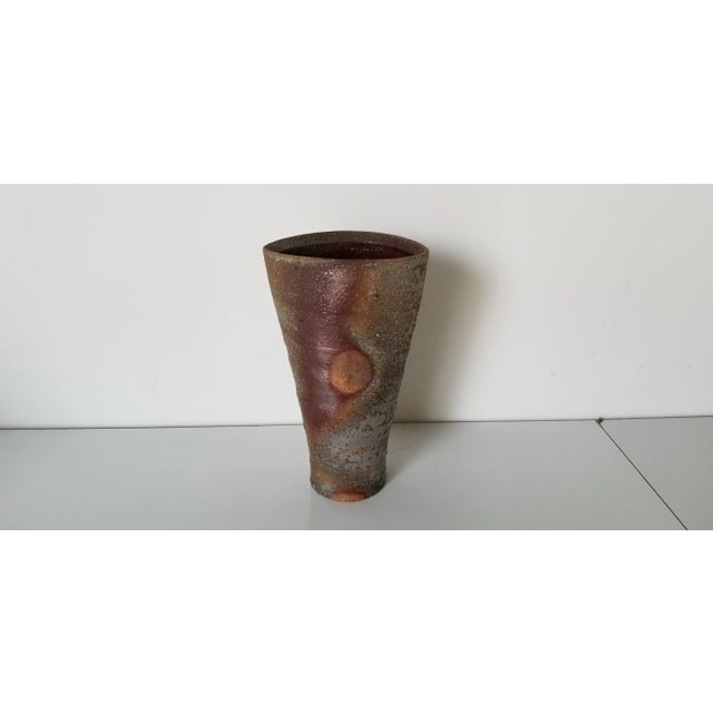 Mid-Century Rustic Texture Art Pottery Vase For Sale - Image 9 of 9