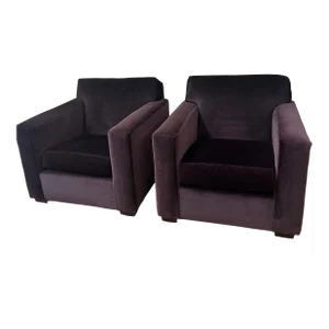 Pair of Contemporary Mohair Upholstered Club Chairs
