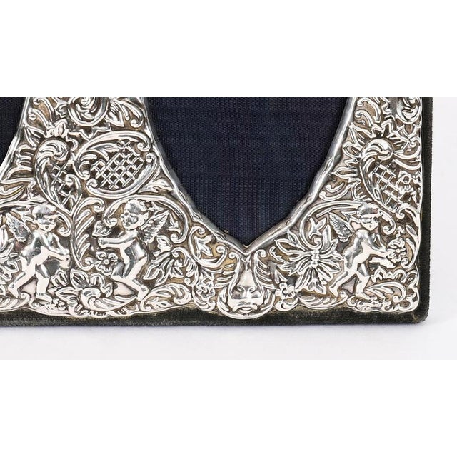 Blue Vintage Sterling Silver Rectangular Twin Portrait Photo Frame, 1800s For Sale - Image 8 of 14