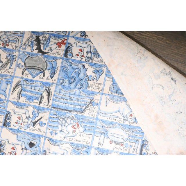 a burmese hand-painted early 20th-century Century Textile