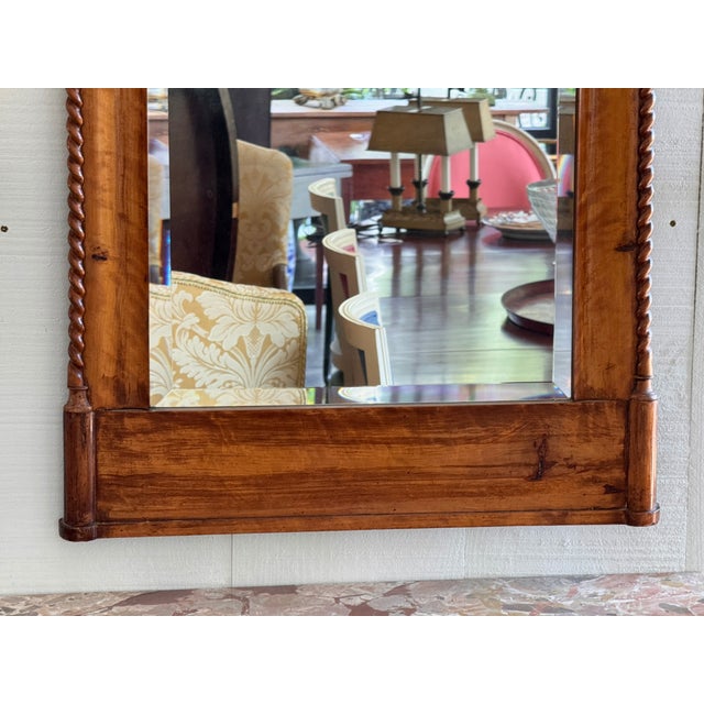 Wood 19th Century Biedermeier Birch Mirror With Rope-Twist Columns For Sale - Image 7 of 7