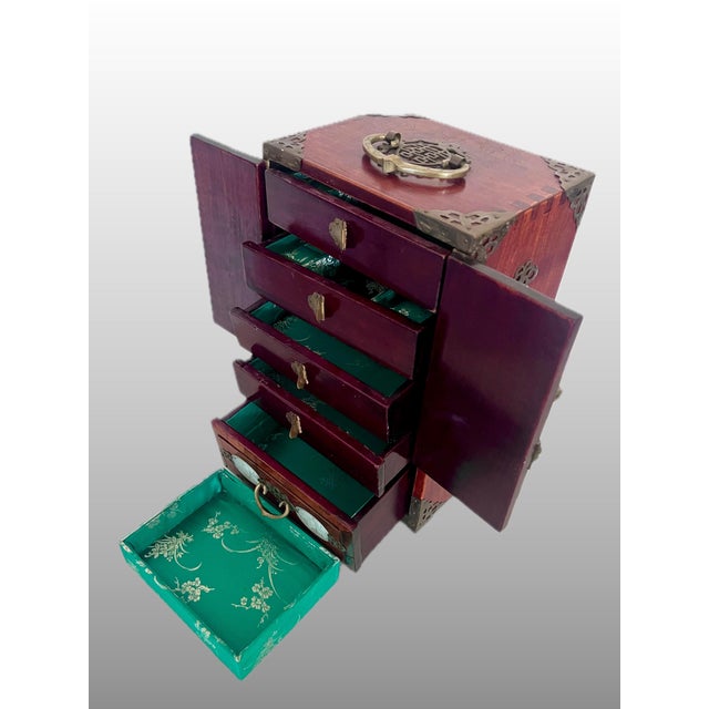 Large Jade Panel and Rosewood Chinese Jewelry Box, Republic Period, Shanghai For Sale In Tampa - Image 6 of 9