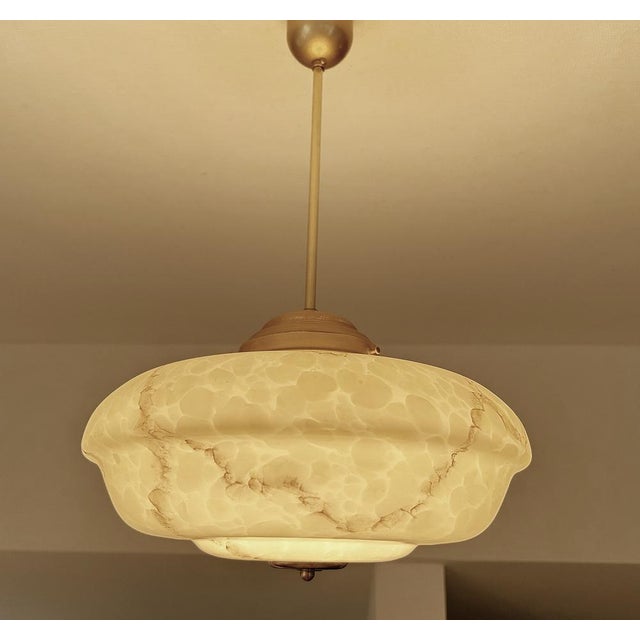 Art Deco Pendant Light in Amber Marble Glass, 1930s For Sale - Image 6 of 18