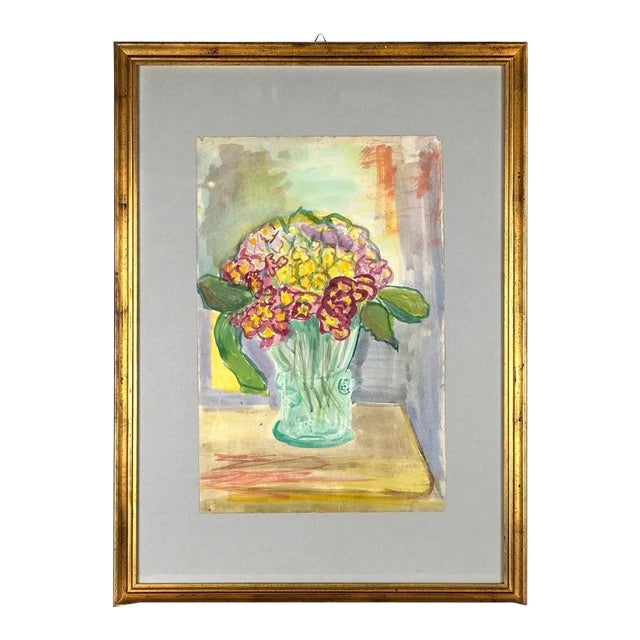Caroline Hill, Flowers, Watercolor on Paper, Mid-20th Century For Sale