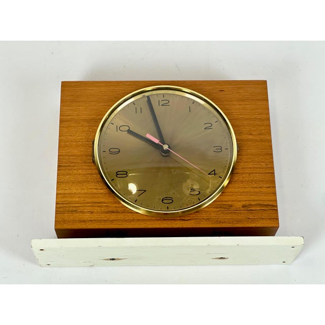 Mid-Century Modern Teak and Brass Table Clock from Emes, 1960s For Sale - Image 6 of 17
