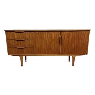 Mid-Century Vintage Compact Teak Sculpted Pulls Sideboard For Sale
