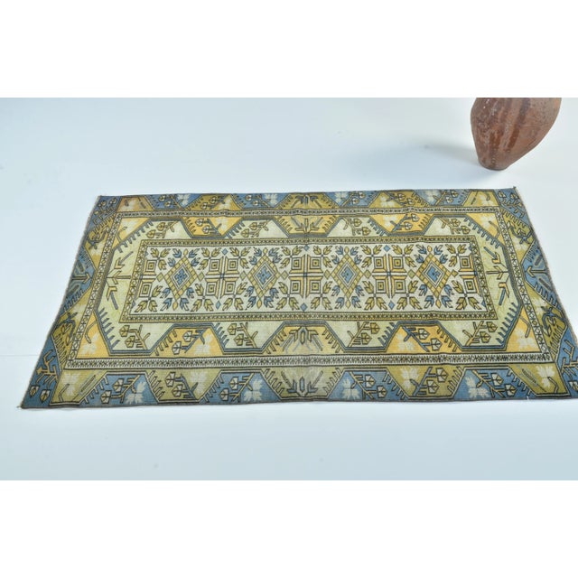 1960s Vintage Yellow Rustic Nomadic Rug For Sale - Image 4 of 11