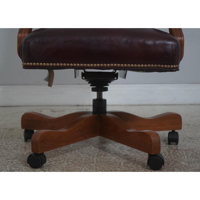 Burgundy Ethan Allen Burgundy Leather Desk Chair For Sale - Image 8 of 18