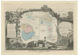 Map of French Colonies in the Americas, 1852