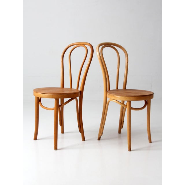 Mid 20th Century Vintage ZPM Radomsko Bentwood Cafe Chairs Pair For Sale - Image 5 of 17