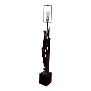 Vintage Brutalist Brutal Unsigned Harry Balmer Abstract Steel Cubist Table Lamp For Sale