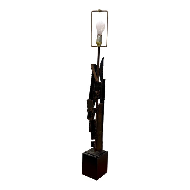 Vintage Brutalist Brutal Unsigned Harry Balmer Abstract Steel Cubist Table Lamp For Sale