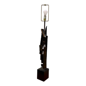 Vintage Brutalist Brutal Unsigned Harry Balmer Abstract Steel Cubist Table Lamp