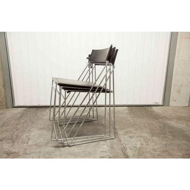 Metal Minimalist X Line Chairs attributed to Niels Jorgen Haugesen for Hybodan, 1960s, Set of 3 For Sale - Image 7 of 18