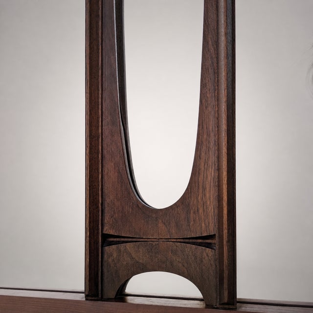 Vintage Canadian Brutalist Walnut Wall Mirror by Tobago of Canada For Sale - Image 16 of 18