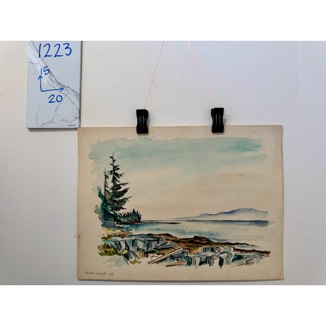 Henry Emil Salloch Original Watercolor on Paper Warren Island, 1950 For Sale In Atlanta - Image 6 of 6