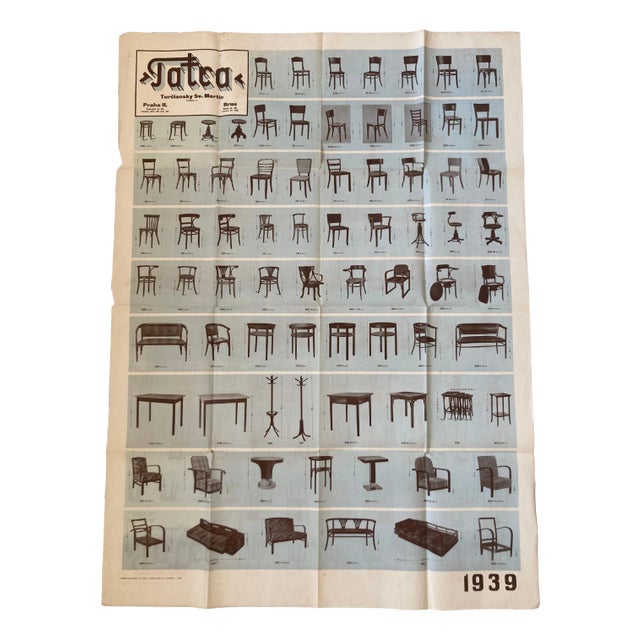 XXL Vintage Czechoslovakian Art Deco Tatra Furniture Poster, 1920s For Sale