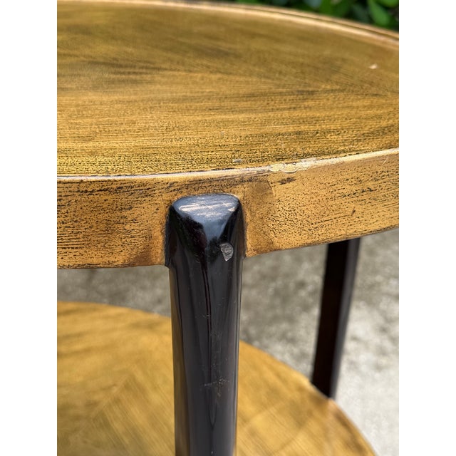 Vintage Gold and Black Oval Bar Cart on Brass Casters For Sale - Image 11 of 12
