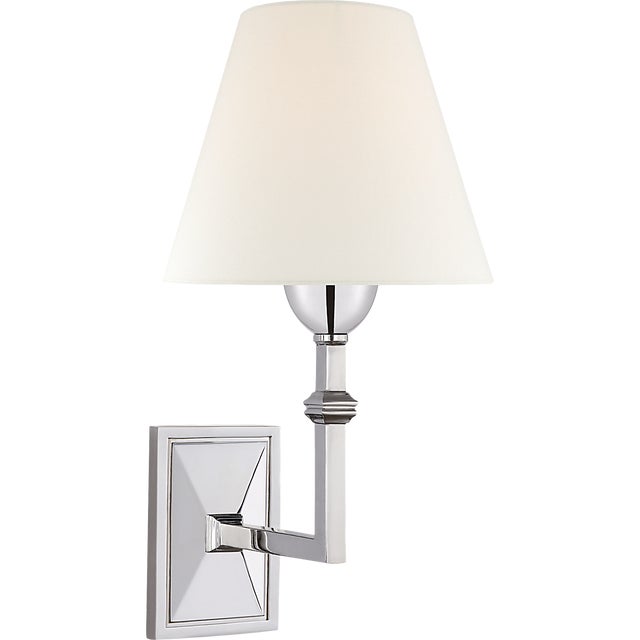 Alexa Hampton for Visual Comfort Signature Jane Wall Sconce in Polished Nickel with Linen Shade For Sale