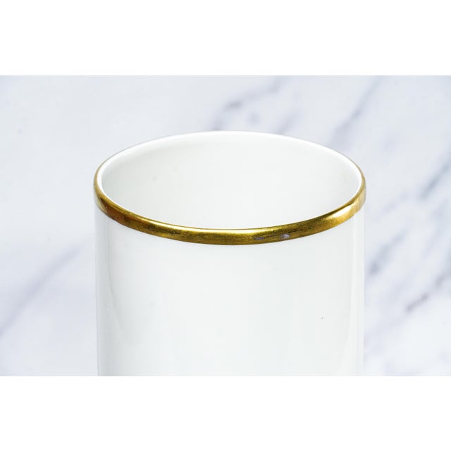 Neoclassical Nice Cylinder Antique Neoclassical Porcelain Gold White Vase Gerold Porzellan Bavaria West Germany For Sale - Image 3 of 13