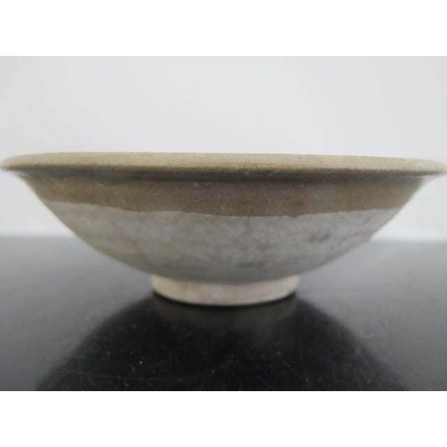 Chinese Small Longquan Style Folk Art Celadon Green Pottery Tea Bowl For Sale - Image 4 of 7