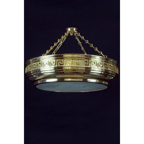 Contemporary Greek Key large Pendant in Brass Finish For Sale - Image 3 of 3