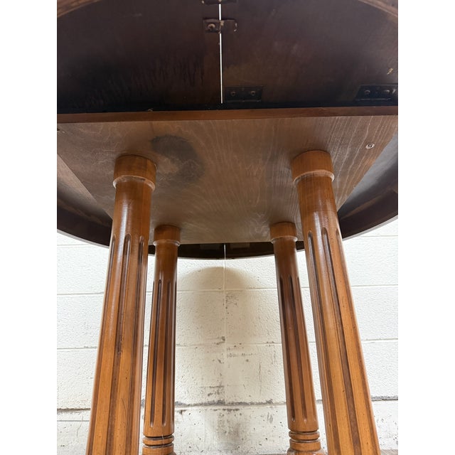 Vintage Neoclassical Regency Revival Walnut Pedestal Dining Table For Sale - Image 9 of 17