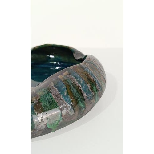 Mid-Century Modern Italian Decorative Dish in Raku Style Ceramic, 1970s For Sale - Image 16 of 17
