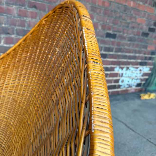 McGuire Sculptural Rattan Lounge Chair, 1970s – High Back Wicker For Sale - Image 10 of 11