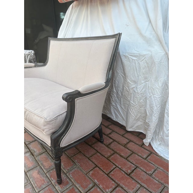 Vintage Beige Linen Isla Settee by Adrain Gray For Sale - Image 14 of 14