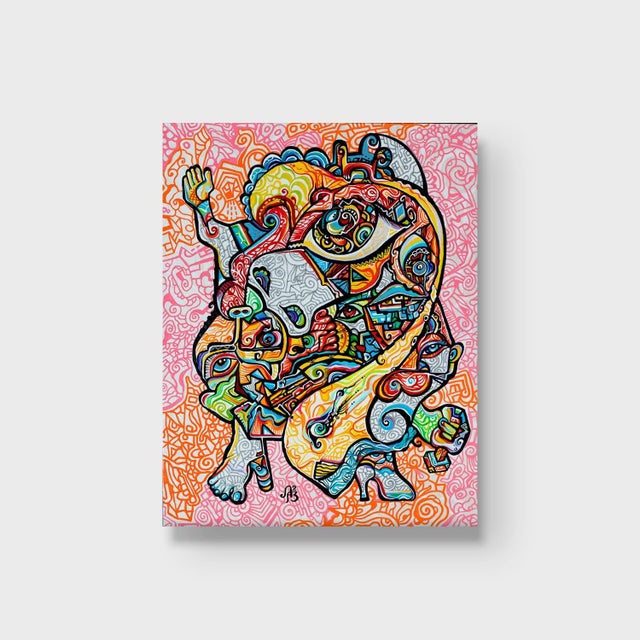 This is a one-of-a-kind original cubist painting by San Diego artist, Alexander Arshansky. Its dimensions are 16"x20"x2"....
